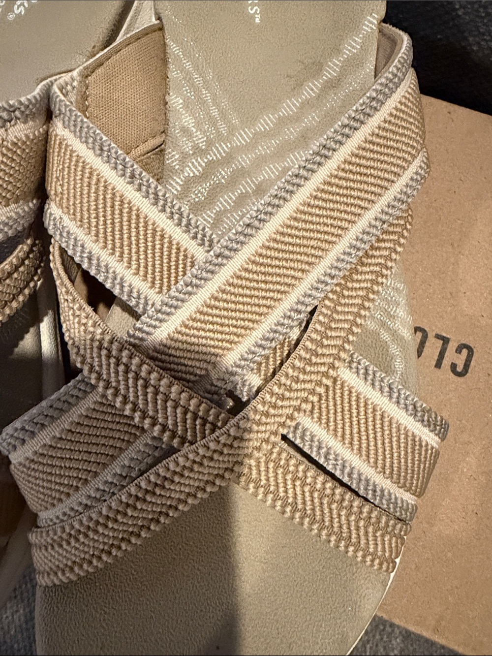 Clarks Tan Crisscross Comfort Slide Sandals - Picture 6 of 9